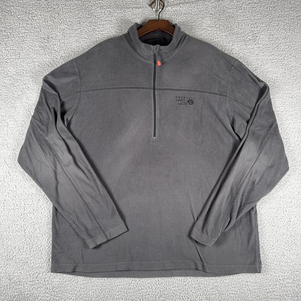 Mountain Hardwear Mens XL 1/4 Zip Fleece Pullover Gray Micro Fleece Outdoor